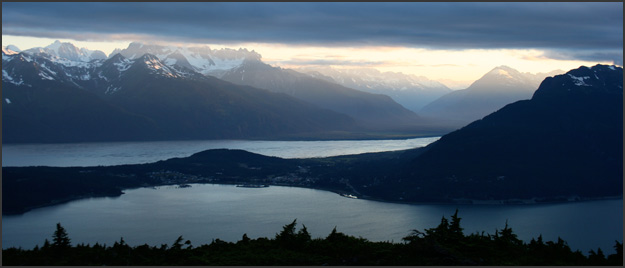 Sweeping Views of Mountains and Fjord in Haines Alaska