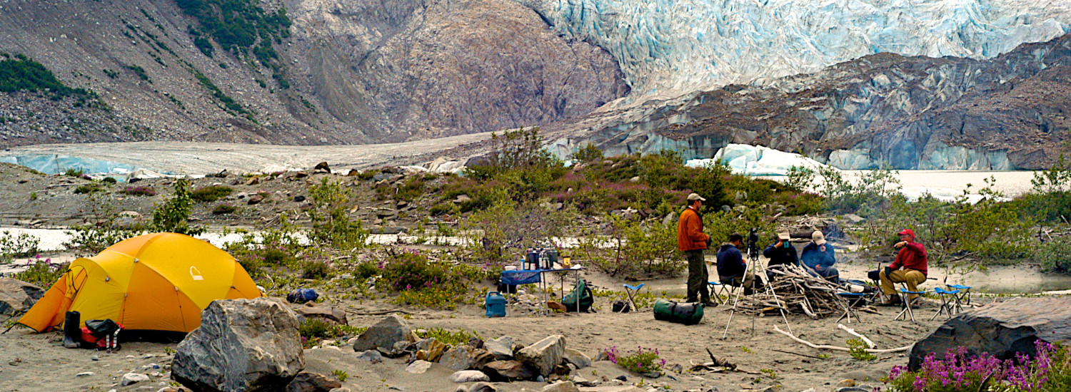 Camping near the Walker Glacier on the Tatshenshini