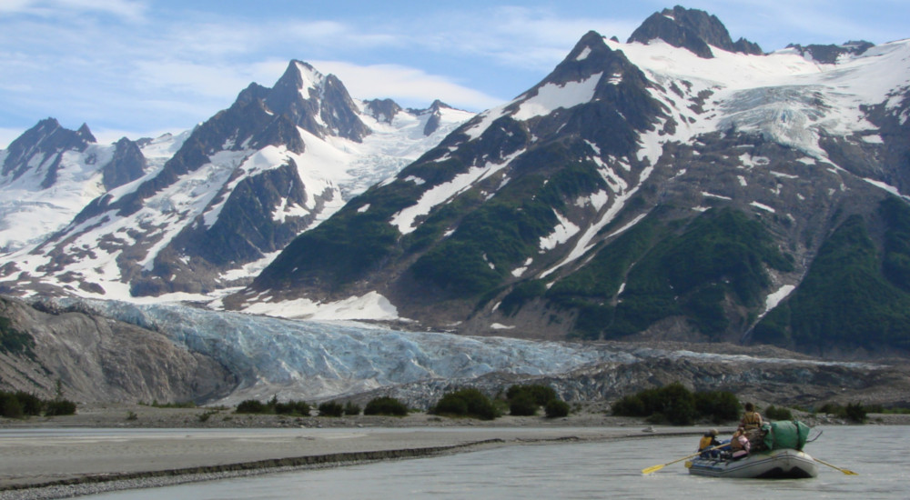 Floating past Walker Glacier on the Tatshenshini